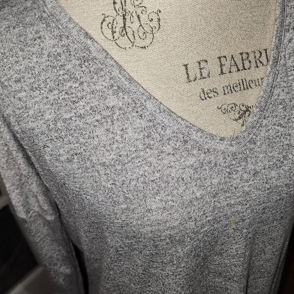 Rag & Bone/ Jean Womens Heathered Gray V Neck Sweater Medium - Picture 3 of 5